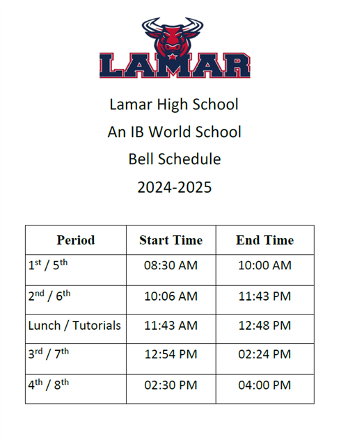 2024 - 2025 Bell Schedule